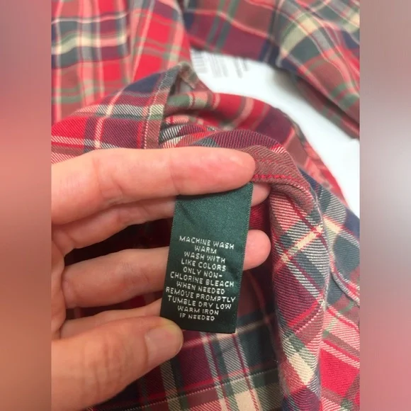 Lauren Ralph Lauren plaid flannel large L heritage button up red green LRL - Picture 9 of 13